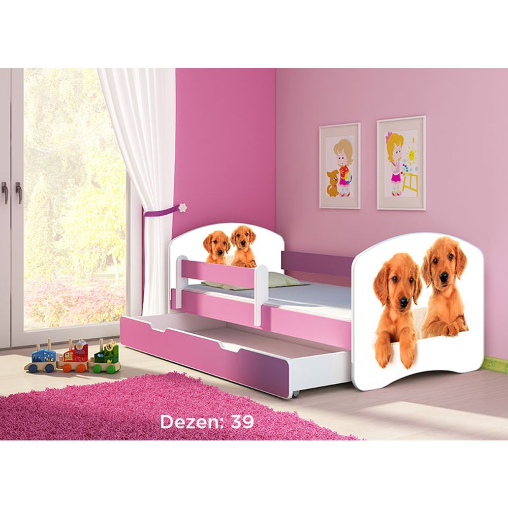 ACMA Dječiji krevet Acma II sa ladicom Pink - 160x80cm - Dezen 39 slika 2