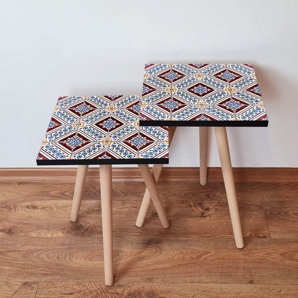 Nesting stolovi 2Shp36 - (2 komada) - boje: mornarsko plava, crvena, bijela slika 1