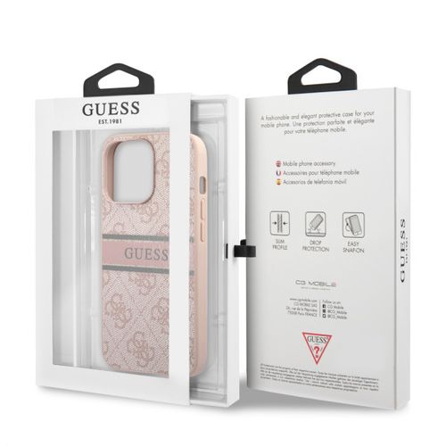 Guess Futrola za iPhone 14 Pro PU 4G STRIPE PINK slika 2