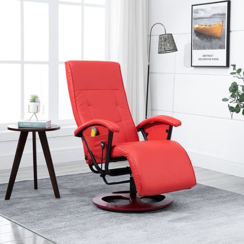 Masažna fotelja od umjetne kože crvena slika 10