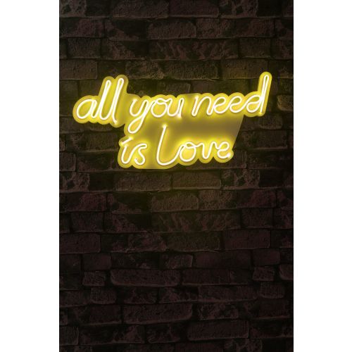 Wallity Ukrasna plastična LED rasvjeta, All You Need is Love - Yellow slika 9