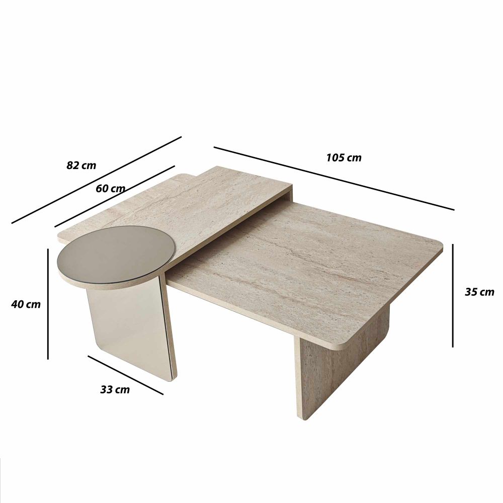 Nesting stol Luna, boje: Travertin, Bronze (2 komada) slika 10