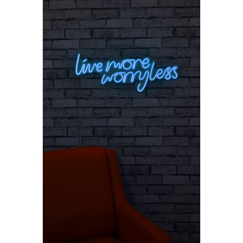 Wallity Ukrasna plastična LED rasvjeta, Live More Worry Less - Blue slika 2