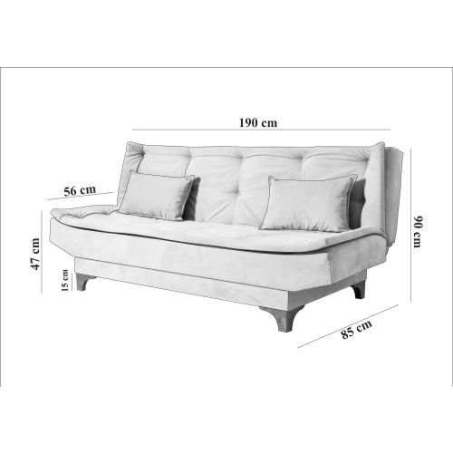 Kelebek - Blue Blue 3-Seat Sofa-Bed slika 7