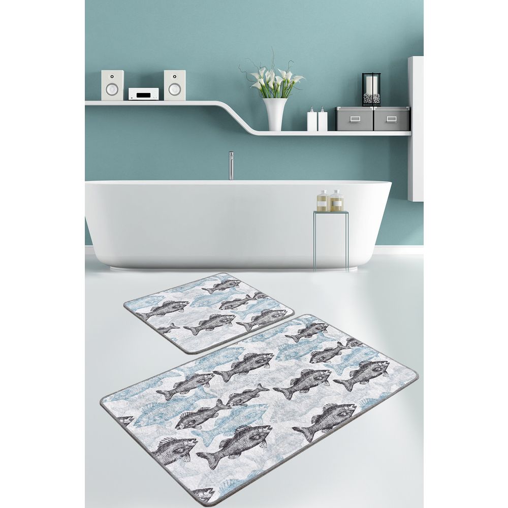 Set šarenih kupatilskih prostirki Aqua Fish Djt (2 komada) slika 1