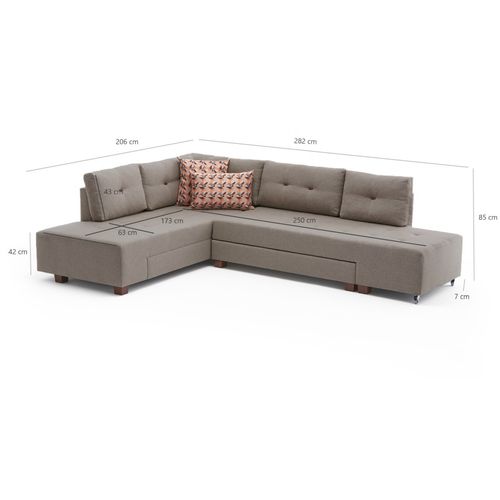 Atelier Del Sofa Kutna garnitura na razvlačenje, Krem, Manama Corner Sofa Bed Left - Cream slika 7