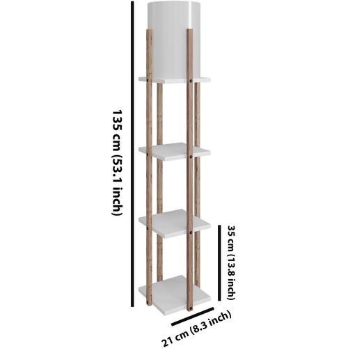 Opviq Podna lampa polica NORA bijela-drvo , ivreica, MDF, platno, visina 135 cm, promjer sjenila 21 cm, visina 36 cm, E27 45-60 W, Nora - White slika 3