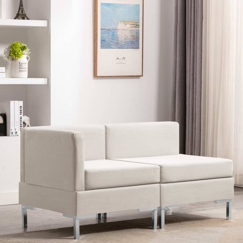 2-dijelni set sofa od tkanine krem slika 1