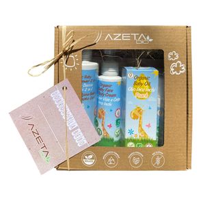 Azeta Bio Organski paket -Dobro došla bebo - (šampon/kupka 200ml, krema za lice i telo 100ml, ulje 50ml, krema za pelensku regiju 50ml) 0+M