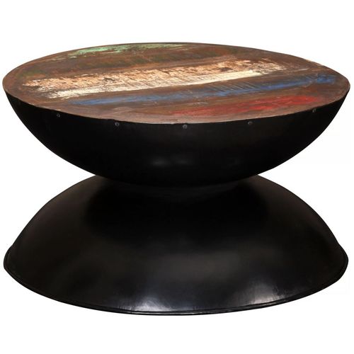 Stolić za kavu od obnovljenog drva s crnom bazom 60x60x33 cm slika 14