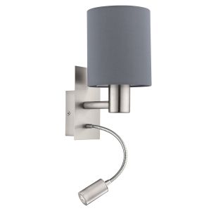 Eglo Pasteri Zidna Lampa 2, E27, LED 3,5W, Nikl-Mat, Siva