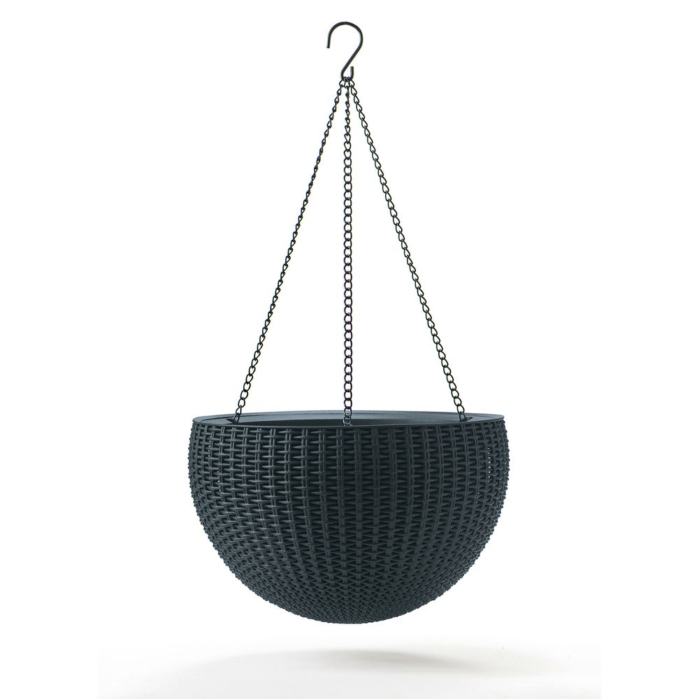 Keter saksija viseća 35x35x22 cm rattan - siva  slika 1