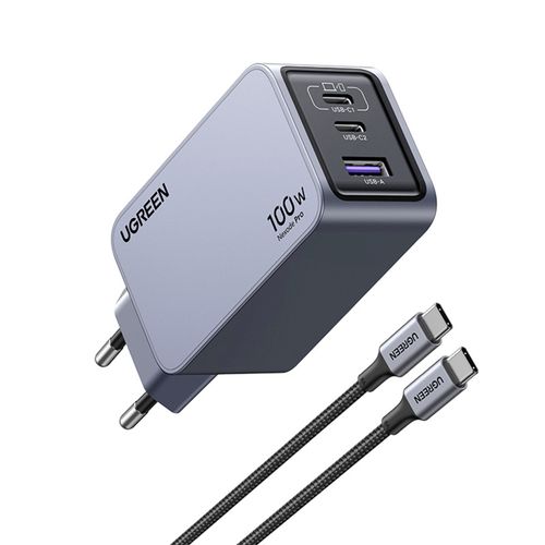 Ugreen Nexode Pro 100W GaN USB punjač s 3 porta i uključenim USB-C kabelom od 1.5M slika 1