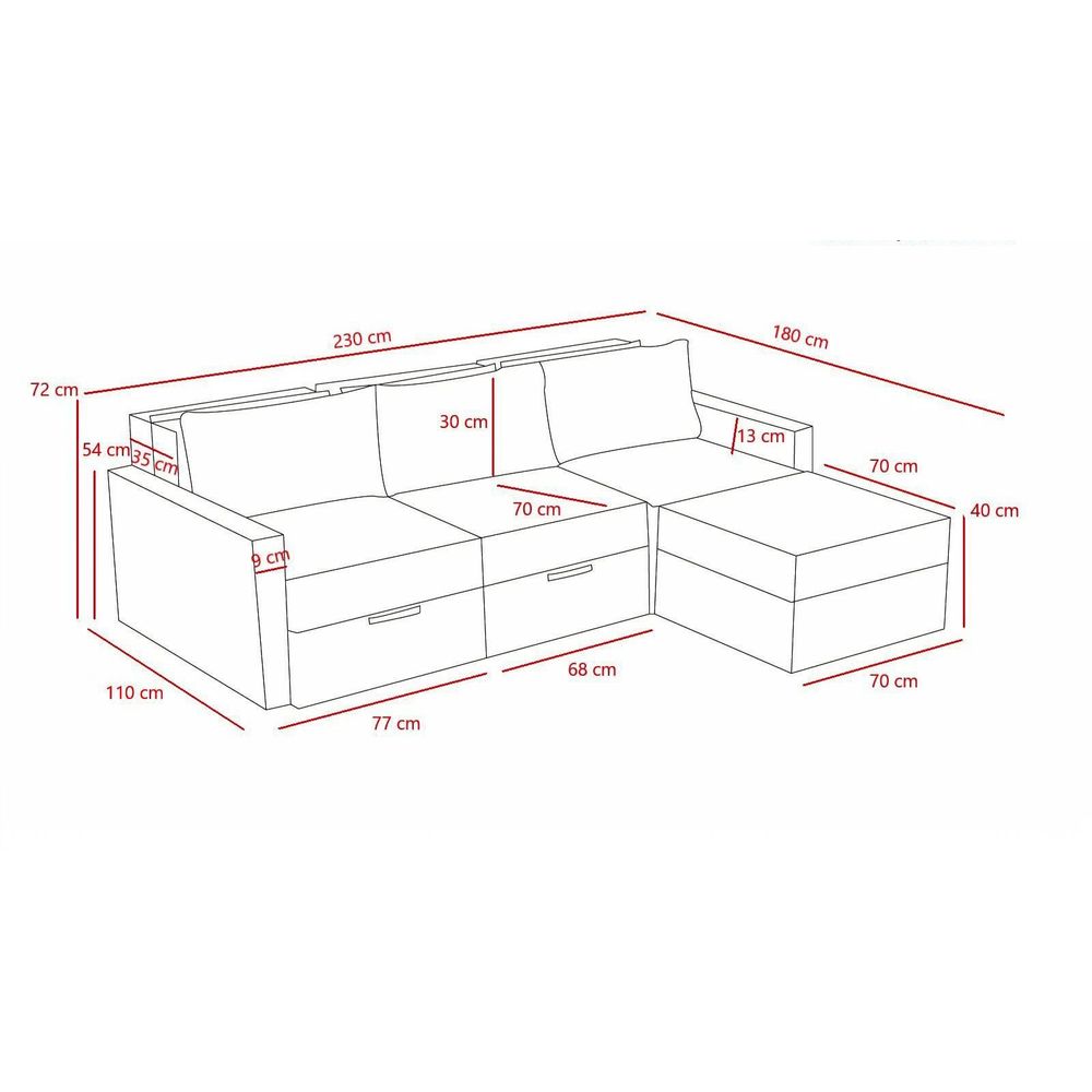 Krevetna ugaona sofa Aqua (Chl Left + 2R) – siva slika 10