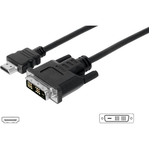 Digitus HDMI / DVI adapterski kabel HDMI A utikač, DVI-D 18+1-polni utikač 3.00 m crna AK-330300-030-S mogućnost vijčanog spajanja HDMI kabel slika 2