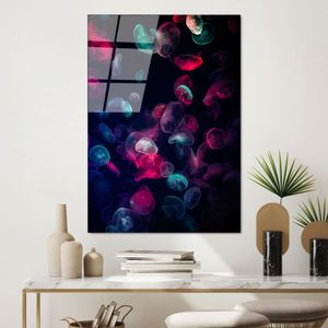 Dekorativna slika na kaljenom staklu "Meduze" (70 × 100 cm) UV-164 - izložbeni artikl (oštećenja ambalaža)