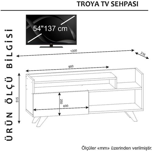 Woody Fashion Stalak za televizor, Bijela boja, Troya - White slika 5