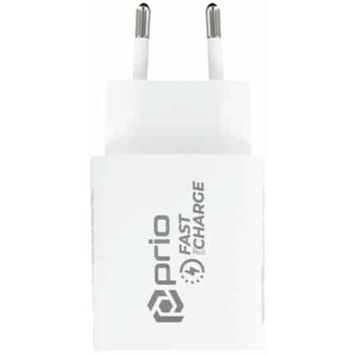 Prio Fast Charge zidni punjač 20W PD (USB C) + QC 3.0 (USB A) bijeli slika 2