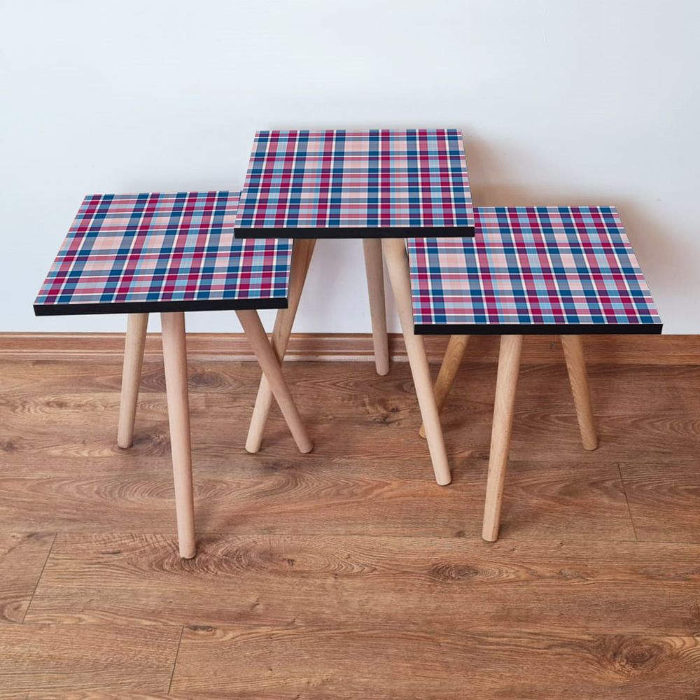 Set Nesting Stolova (3 Komada) - Fuksija, Plava, Roza slika 1