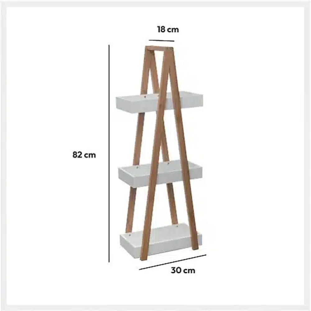 Five stalak sa 3 police Natureo, 30 x 18 x 82 cm, MDF, bijeli slika 6