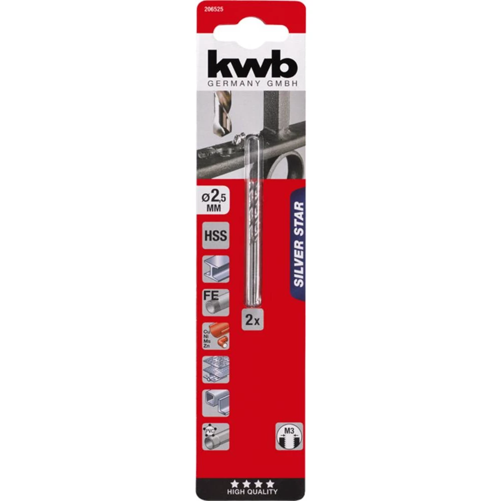KWB Silver Star Borer za metal 2,5 mm, SB, 2 kom. slika 2