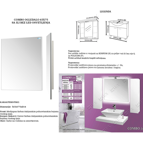 Ceramica Lux Combo Lux Ogledalo 65/75 slika 3