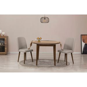 Vina 1005 3 - Bijeli, Krem Bijeli Proširivi Trpezarijski Set (Sto i Stolice, 3 Dijela)