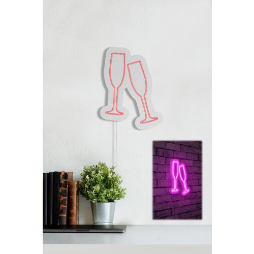 Wallity Ukrasna plastična LED rasvjeta, Champagne Glasses - Pink slika 13