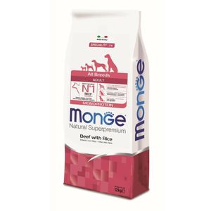 Monge Natural Superpremium Dog All Breeds Adult Monoprotein Beef With Rice 12 kg