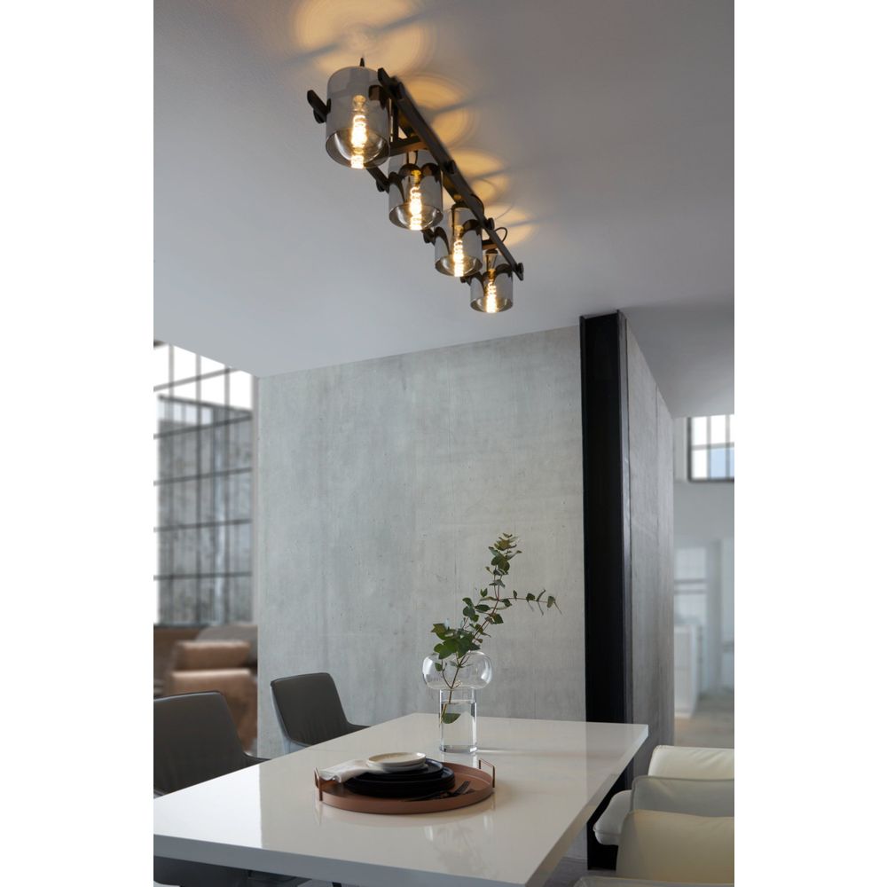 Eglo Stropna Lampa 'Hornwood 2' - Crno/Sivo Staklo, E27 slika 2