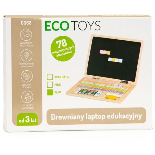 EcoToys edukativni laptop za crtanje 2u1 sa 78 magneta bijeli slika 5