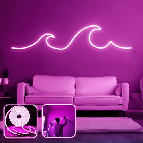 Opviq Dekorativna zidna led rasvjeta Wave - Large - Pink slika 1