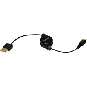 LogiLink USB kabel USB 2.0 USB-A utikač, USB-Micro-B utikač 0.75 m crna uklj. namotač CU0090