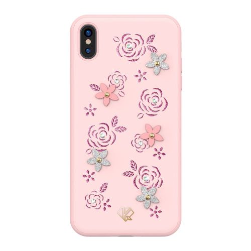 Maskica ukrašena orginalnim Swarovski kristalima Kingxbar Petal za iPhone XS Max - pink slika 1