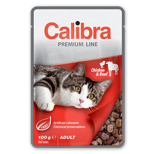 Calibra Cat Adult Kesica Piletina i Govedina, hrana za mačke 100g slika 1