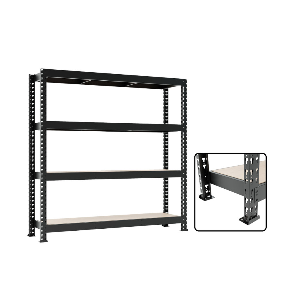 Polica Za Teške Terete Metal/Drvo 180X160X60 Cm/4 Police/2400 Kg Black Froozen slika 1