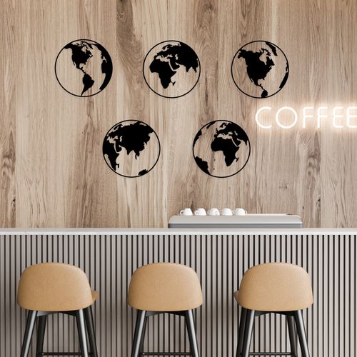 World Map 2 Black Decorative Metal Wall Accessory slika 3