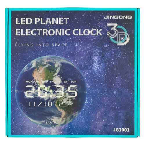 Zidni sat sa LED ekranom - Planet Zemlja, 32 cm, narančasti slika 8