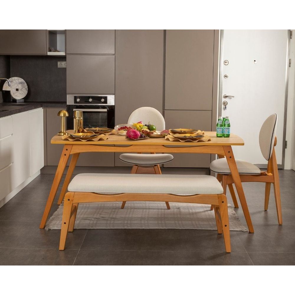 Set Stola i Stolica Touch (2S-1B) v2 - Hrast i Bež (4 Komada) slika 2