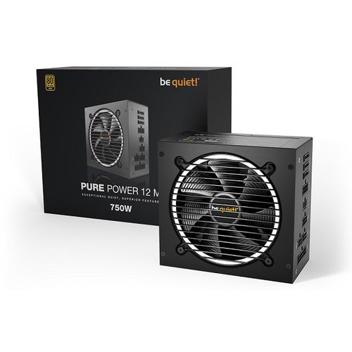 be quiet! BN343 PURE POWER 12 M 750W, 80 PLUS Gold efficiency (up to 92.6%), ATX 3.0 PSU with full support for PCIe 5.0 GPUs and GPUs with 6+2 pin connector, Exceptionally silent 120mm be quiet! fan slika 3