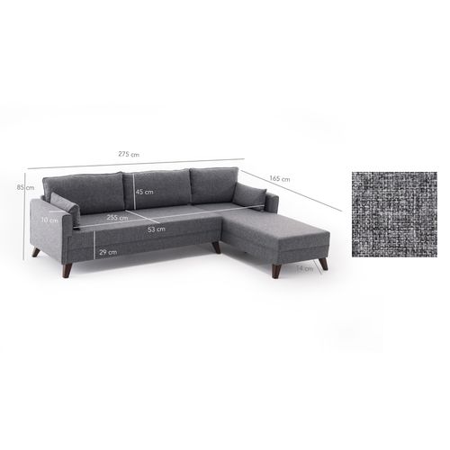 Atelier Del Sofa Kutna garnitura, Sivo, Bella Corner Sofa Right 1 slika 6