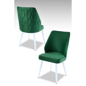 Pufi - Zeleni, Bijeli Set Stolica (4 Komada)
