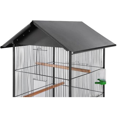 Kavez za ptice s čeličnim krovom crni 66x66x155 cm slika 36