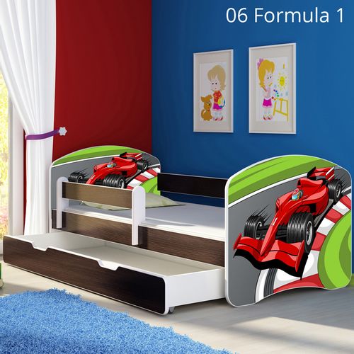 Dječji krevet ACMA s motivom, bočna wenge + ladica 180x80 cm 06-formula-1 slika 1