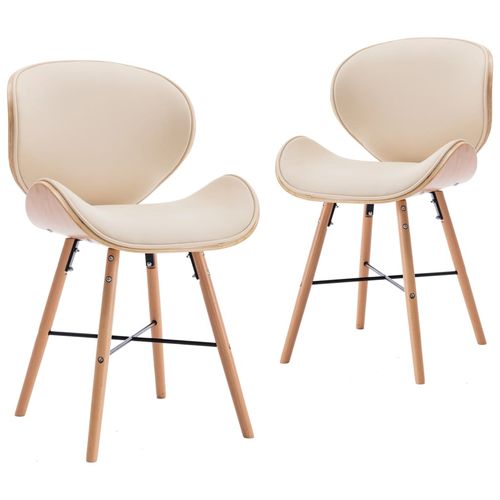 Blagovaonske stolice od umjetne kože i drva 2 kom krem slika 1