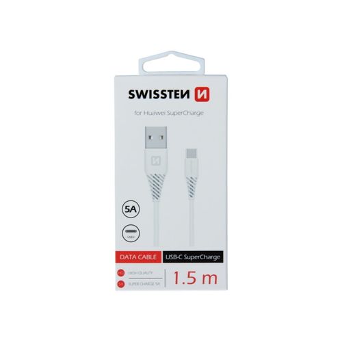 SWISSTEN kabel USB/USB-C, 5A, super fast, 1.5m, bijeli EOL slika 1