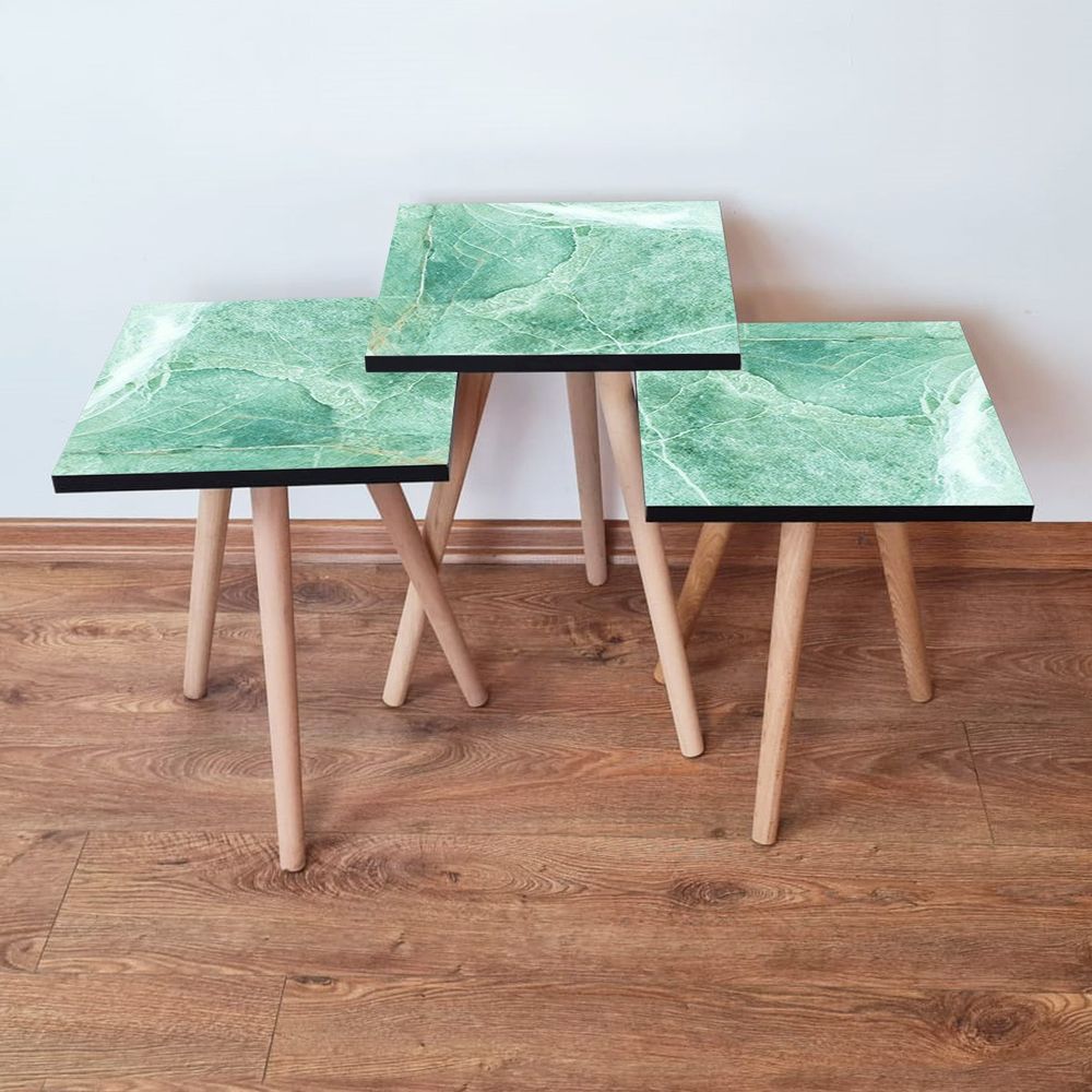 Nesting stolovi 3Shp179 - Set od 3 komada - boje: zelena, bijela slika 1