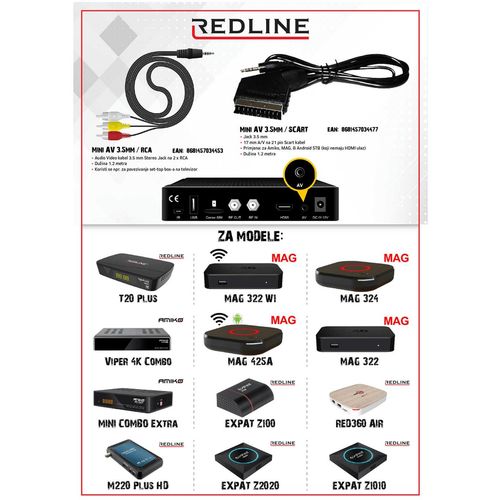 REDLINE Mini AV 3.5 mm na RCA kabel, dužina 1.2 met - C-AV120 slika 3