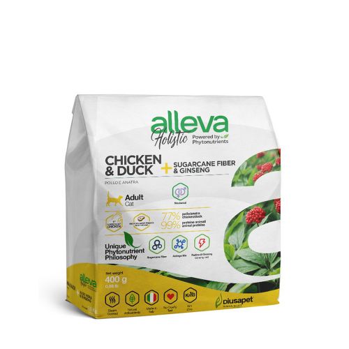 Alleva Holistic Cat Adult Chicken &amp; Duck + Sugarcane Fiber &amp; Aloe Vera Hairball 400 g slika 1