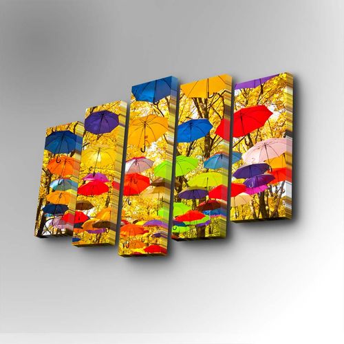 5PUC-051 Multicolor Decorative Canvas Painting (5 Pieces) slika 1